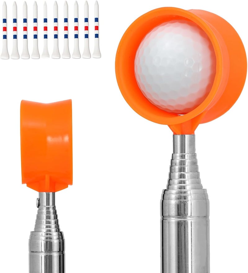 MistyBrew Telescopic Golf Ball Retriever (9/12ft) | Picker Upper Tool | Premium Stainless Steel & Double-Sided Head - Image 1